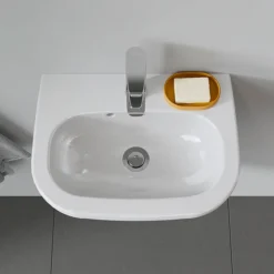 Duravit D-Code 450mm 1TH Handrinse Basin + Semi Pedestal -Modern Bath Shop 0705450000 d3
