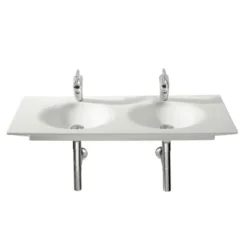 Roca - Kalahari-N Double Bowl Wall Mounted Basin - 1200mm -1 Tap Hole Per Bowl