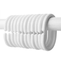 12 White C-Type Shower Curtain Rings