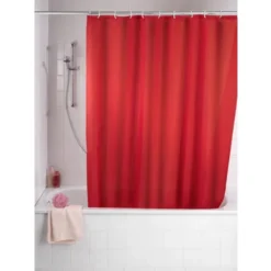 Wenko Plain Red Polyester Shower Curtain - W1800 X H2000mm