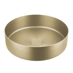 JTP Vos Brushed Brass Round Stainless Steel Counter Top Basin + Waste -Modern Bath Shop 23ctr400bbr d1