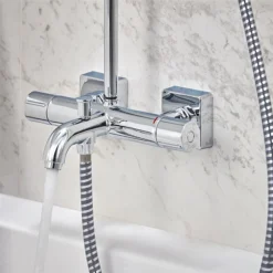 Hansgrohe Vernis Shape Showerpipe 230 Thermostatic Bath Shower Mixer -Modern Bath Shop 26284000.ai2