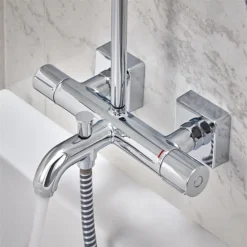 Hansgrohe Vernis Shape Showerpipe 230 Thermostatic Bath Shower Mixer -Modern Bath Shop 26284000.ai3