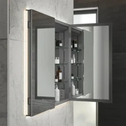 HIB Atrium 60 Semi-Recessed LED Aluminium Mirror Cabinet -Modern Bath Shop 53000 d1 1