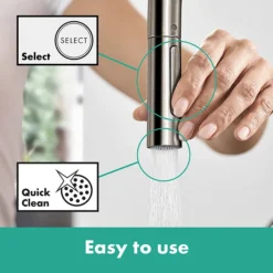 Hansgrohe Talis M54 Single Lever Kitchen Mixer 210 With Pull Out Spray And SBox - Stainless Steel -Modern Bath Shop 72801800 d1n