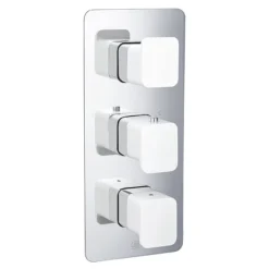 JTP Axel Twin Outlet Thermostatic Concealed Shower Valve Vertical With Matt White Handles