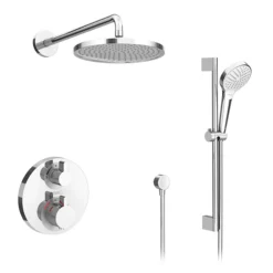 Hansgrohe Ecostat S Round Complete Shower Set With Shower Slider Rail Kit -Modern Bath Shop 88102001 n d1