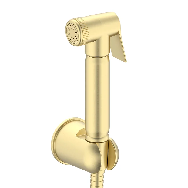 Arezzo Round Douche Shower Spray Kit With Wall Bracket And Hose Brushed Brass 2 Arezzo Round Douche Shower Spray Kit With Wall Bracket And Hose Brushed Brass - Image 2