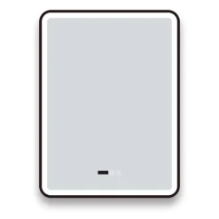 Arezzo Matt Black 600 X 800mm Rectangular LED Illuminated Anti-Fog Bathroom Mirror With Time Display -Modern Bath Shop arzim02mb d3