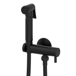 Arezzo Round Douche Shower Spray Kit With Bar Shut-Off Valve And Hose Matt Black