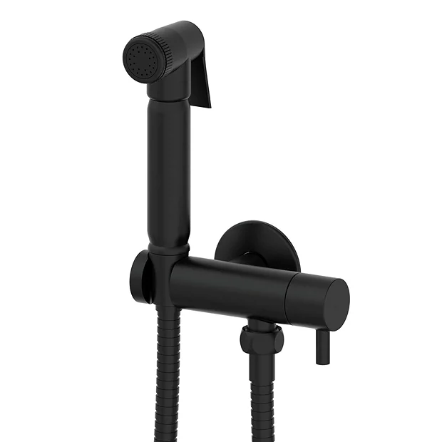 Arezzo Round Douche Shower Spray Kit With Bar Shut-Off Valve And Hose Matt Black 1 Arezzo Round Douche Shower Spray Kit With Bar Shut-Off Valve And Hose Matt Black