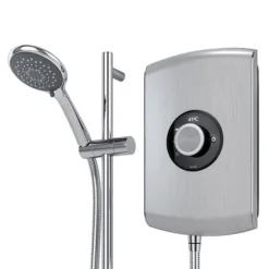 Triton Amore 9.5kW Electric Shower - Brushed Steel -Modern Bath Shop aspamo8brstl d3
