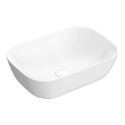 Arezzo Stone Resin Floating Basin Shelf Incl. 2 Curved Rectangular Basins - 1200mm Wide -Modern Bath Shop az12mwslfb2 n d3
