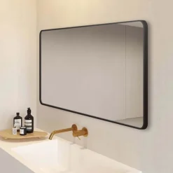 Arezzo Matt Black Framed Bathroom Mirror - 1400 X 700mm -Modern Bath Shop az147cvmb d2