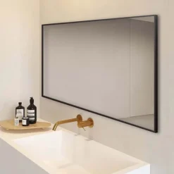 Arezzo Matt Black Square Edge Framed Bathroom Mirror - 1400 X 500mm -Modern Bath Shop az147mb d2