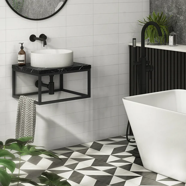 Arezzo 500 Black Marble Effect Worktop With Matt Black Wall Mounted Frame 1 Arezzo 500 Black Marble Effect Worktop With Matt Black Wall Mounted Frame