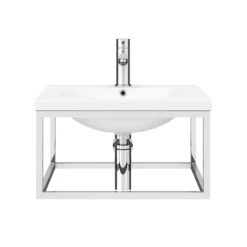 Arezzo 500 Wall Hung Basin With Chrome Towel Rail Frame -Modern Bath Shop az5chrfrm nd1