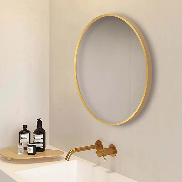 Arezzo Brushed Brass 600mm Round Mirror 2 Arezzo Brushed Brass 600mm Round Mirror - Image 2