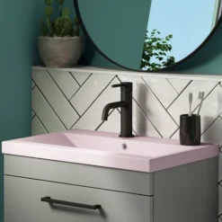 Arezzo 610 X 395mm Matt Pink Rectangular Mid-Edged Inset Basin -Modern Bath Shop az6rmp d2