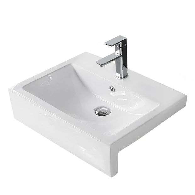 Arezzo 600mm Square Semi-Recessed Basin - Gloss White 1 Arezzo 600mm Square Semi-Recessed Basin - Gloss White