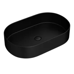 Arezzo Matt Black Oval Ceramic Counter Top Basin (600 X 380mm) -Modern Bath Shop az7833mb detail1