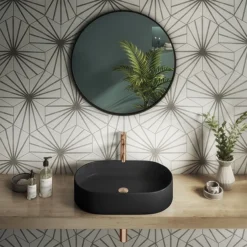 Arezzo Matt Black Oval Ceramic Counter Top Basin (600 X 380mm)