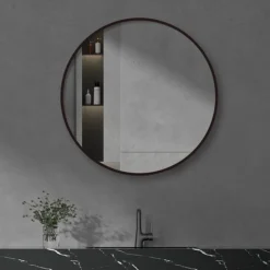 Arezzo Matt Black 700mm Round Mirror -Modern Bath Shop az7brm d3