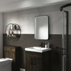 Arezzo Matt Black 500 X 700mm Rectangular LED Illuminated Bathroom Mirror With Infrared Sensor & Anti-Fog -Modern Bath Shop az8910mb d2