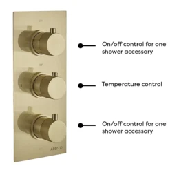 Arezzo Fluted Brushed Brass Round Thermostatic Shower Pack With Head + Handset 7 Arezzo Fluted Brushed Brass Round Thermostatic Shower Pack With Head + Handset -Modern Bath Shop azfr2bbpk d1