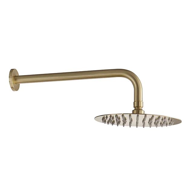 Arezzo Fluted Brushed Brass Round Thermostatic Shower Pack With Head + Handset 5 Arezzo Fluted Brushed Brass Round Thermostatic Shower Pack With Head + Handset - Image 5