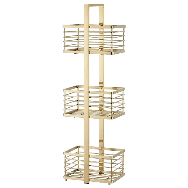 Arezzo 3-Tier Freestanding Shower Caddy Brushed Brass 1 Arezzo 3-Tier Freestanding Shower Caddy Brushed Brass