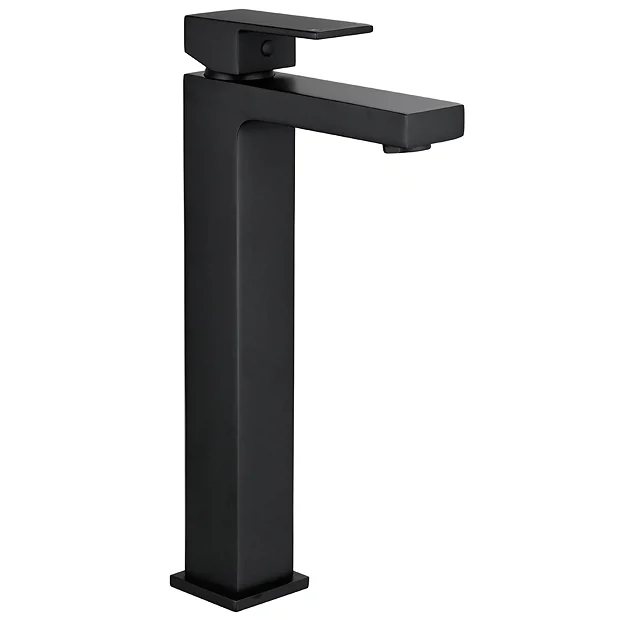 Arezzo Square Matt Black High Rise Mono Basin Mixer Tap 1 Arezzo Square Matt Black High Rise Mono Basin Mixer Tap
