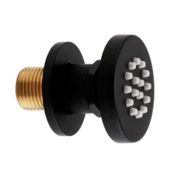 Arezzo Matt Black Round Concealed Triple Shower Valve With Fixed Head + 4 Body Jets -Modern Bath Shop azrdtsv4bjd4