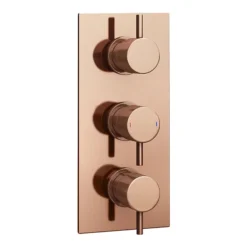 Arezzo Rose Gold Round Thermostatic Shower Pack With Wall Mounted Head + Handset -Modern Bath Shop azrgspk4 detail1