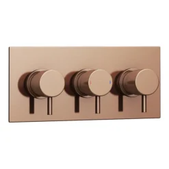 Arezzo Rose Gold Round Thermostatic Shower Pack With Wall Mounted Head + Handset -Modern Bath Shop azrgspk4 detail2