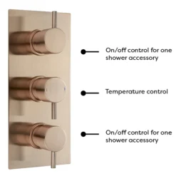 Arezzo Rose Gold Round Thermostatic Shower Pack With Wall Mounted Head + Handset -Modern Bath Shop azrgspk4 detail4