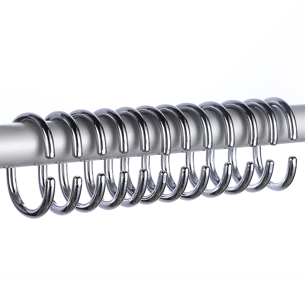 Arezzo C-Type Shower Curtain Rings (Pack Of 12) Chrome 2 Arezzo C-Type Shower Curtain Rings (Pack Of 12) Chrome - Image 2