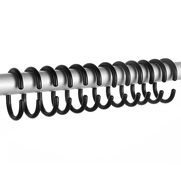 Arezzo C-Type Shower Curtain Rings (Pack Of 12) Matt Black 2 Arezzo C-Type Shower Curtain Rings (Pack Of 12) Matt Black - Image 2