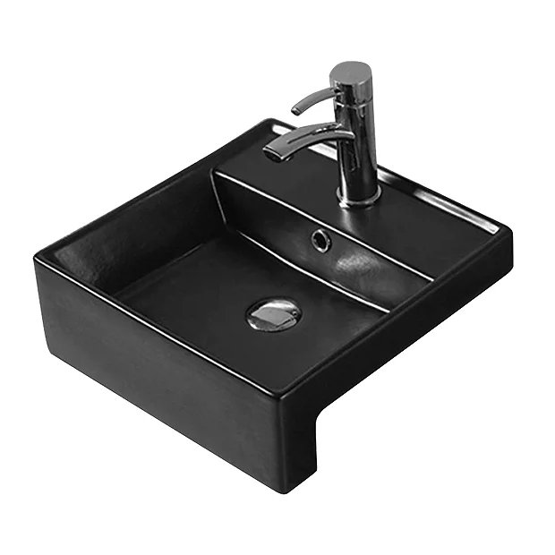 Arezzo 410mm Square Semi-Recessed Basin - Matt Black 1 Arezzo 410mm Square Semi-Recessed Basin - Matt Black