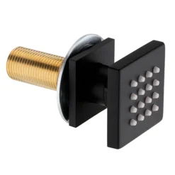 Arezzo Matt Black Square Concealed Triple Shower Valve With Fixed Head + 4 Body Jets -Modern Bath Shop azsqtsv4bjd4