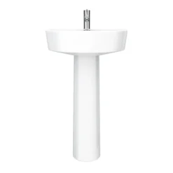 Bianco Round Basin 1TH With Full Pedestal -Modern Bath Shop b420bp d3