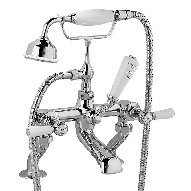 Bayswater White Lever Deck Mounted Bath Shower Mixer 2 Bayswater White Lever Deck Mounted Bath Shower Mixer - Image 2