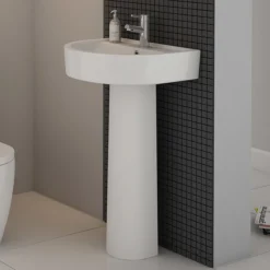 Marino 520mm Round Basin 1TH With Full Pedestal