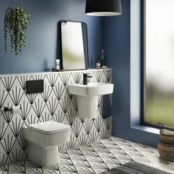 Brooklyn Modern Square Basin & Semi Pedestal (520mm Wide - 1 Tap Hole) -Modern Bath Shop br520sp d3n