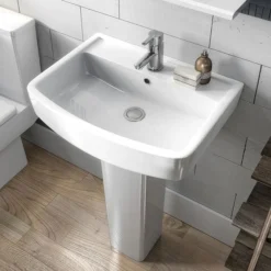 Brooklyn Modern Square Basin + Pedestal (1 Tap Hole) -Modern Bath Shop brooklynmodernsquarebasinpedestal1tapholed2