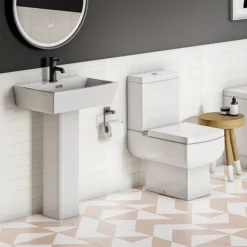 Cubo Basin + Full Pedestal (520mm Wide - 1 Tap Hole) -Modern Bath Shop cbfp detail01