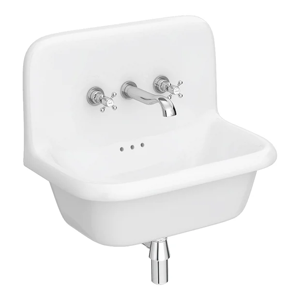 Chatsworth 600mm Roll Top Wall Hung Basin With Upstand Gloss White 3 Chatsworth 600mm Roll Top Wall Hung Basin With Upstand Gloss White - Image 3