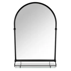 Chatsworth Traditional 700 X 490mm Arched Mirror With Glass Shelf - Matt Black -Modern Bath Shop chtmbms detail03