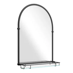 Chatsworth Traditional 700 X 490mm Arched Mirror With Glass Shelf - Matt Black -Modern Bath Shop chtmbms detail04
