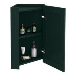 Chatsworth Corner Mirror Cabinet Green -Modern Bath Shop cnrmcabgrn d1